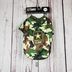 U.S. Army Dog T Shirt Size Small 8-11 Lbs Camoflauge Pullover Short Sleeve Green